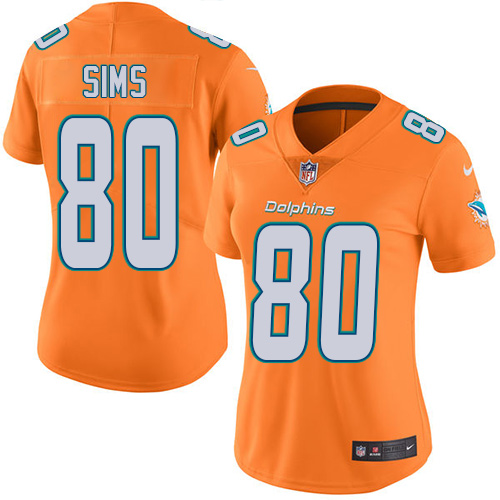 Women's Limited Dion Sims Nike Jersey Orange - #80 Rush NFL Miami Dolphins